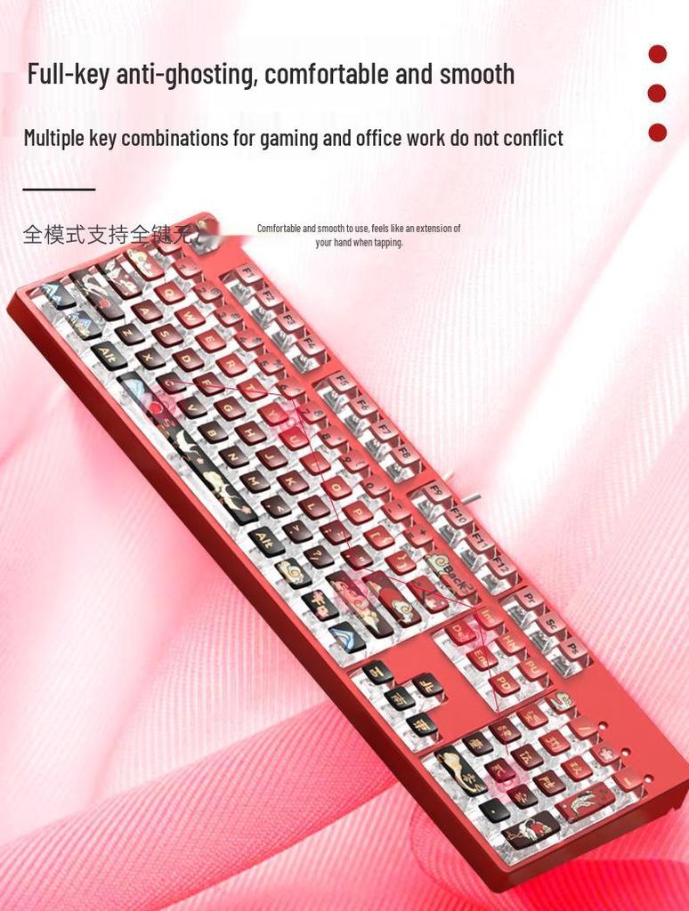 Sakura Esports 104-Key Wired Mechanical Keyboard for Girls - PBT Translucent Design, Universal for Office Use