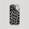 White Flash Leopard Pattern Tempered Glass Black Phone Case For Samsung Galaxy S25 S24 S23 Ultra Plus FE Cover