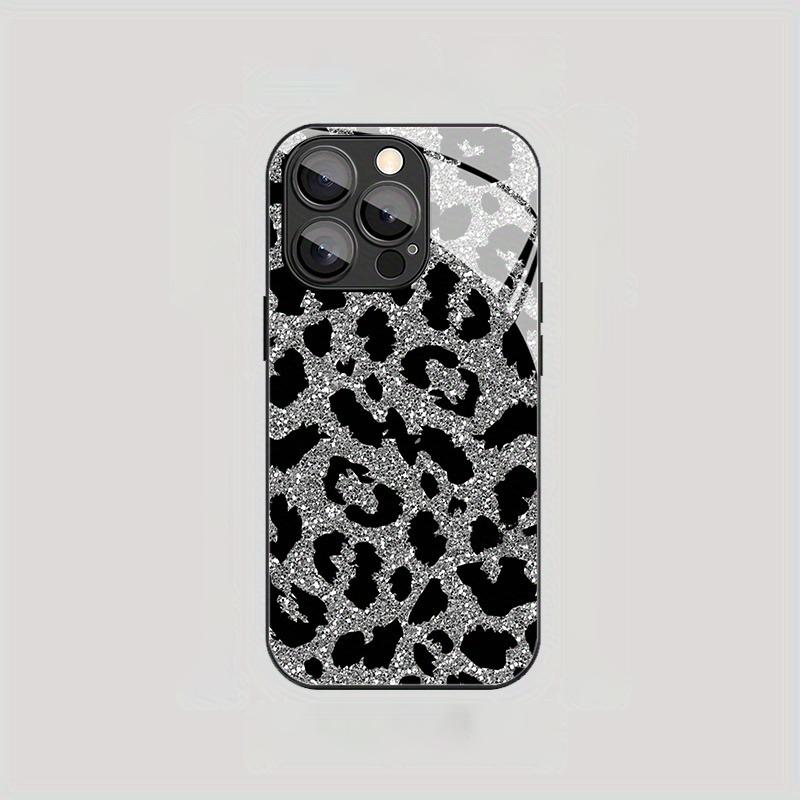 White Flash Leopard Pattern Tempered Glass Black Phone Case For Samsung Galaxy S25 S24 S23 Ultra Plus FE Cover