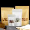 50piece Kraft Paper With Windows Self Sealing Bag Thick White Matte Stand Up Storage Bags Food Seal Up Packaging Zip Lock Pouch