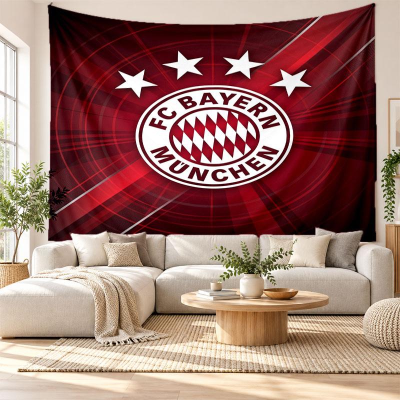 Bayern München Vægtæppe, Blødt Stof Vægophæng, Dekorativ Baggrund til Soveværelse Hjemme Vægkunst