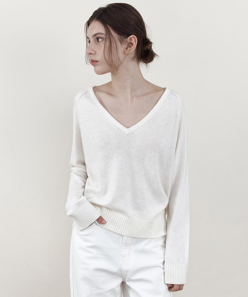 WEDNESDAYOASISFORWOMEN Nive Lambswool Deep V-Neck Knit_Ivory(Wcb6Kn75)