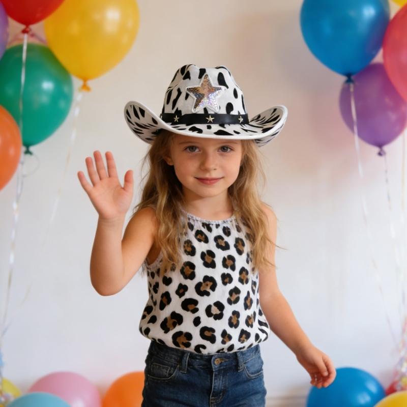 Comfortable Western Cowboy Cap for Boys and Girls with Stud Detail and Breathable Fabric for Daily Wear and Theme Party