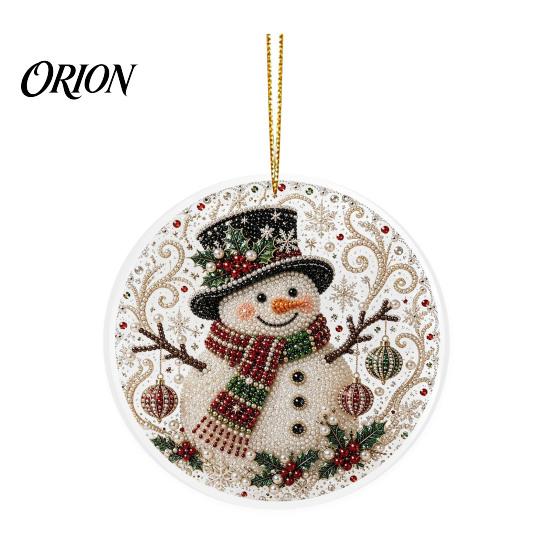 Outdoor Hanging Decor Christmas Acrylic Ornament, 2D Flat Double Side Printed Party Supplies Santa Snowman Pendant for Tree Window, Festive