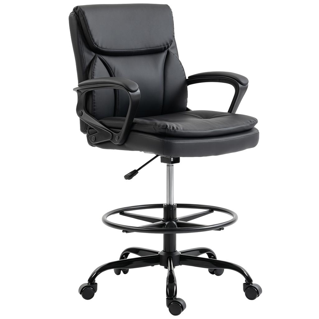 Ergonomic Office Chair, Drawing Chair, Adjustable Footrest, 61 x 61 x 108 cm, Black