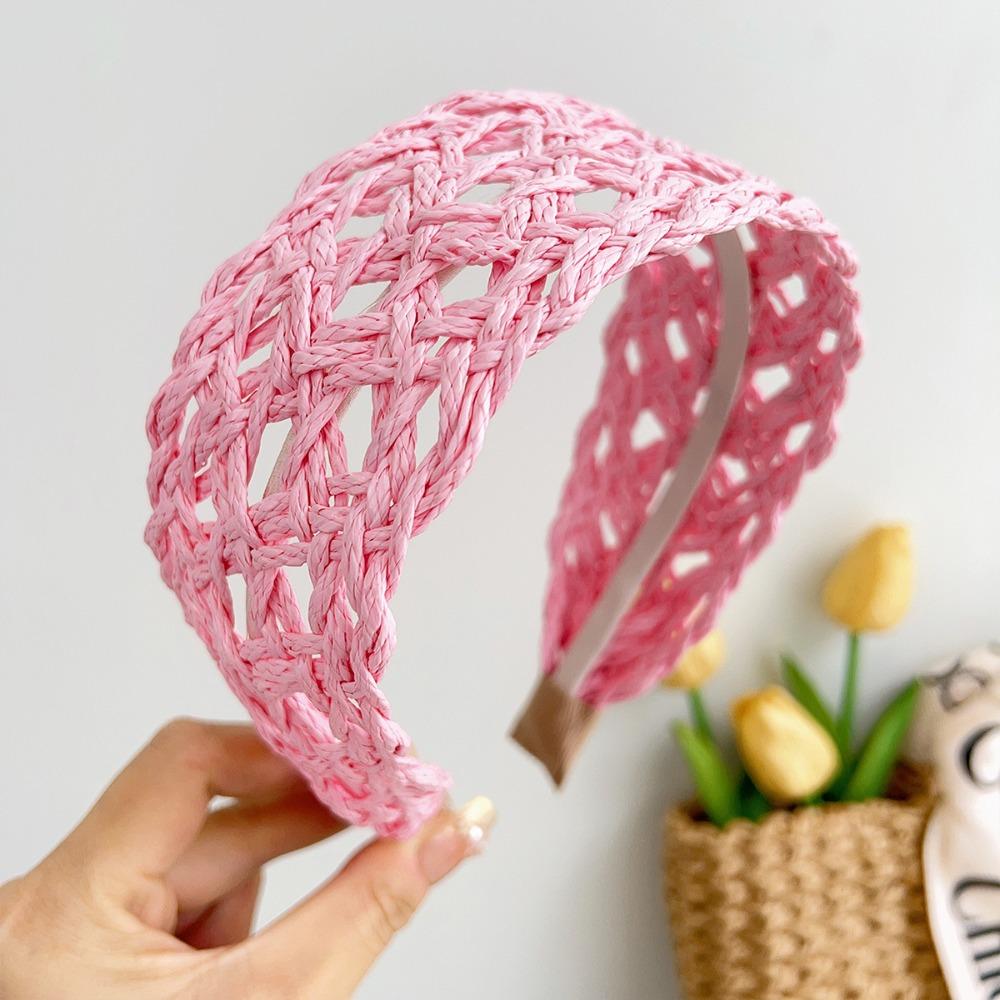Elegant Woven Headband Wide Side Raffia Hairband Versatile Wide Brim Hairband  Holiday Style