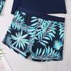 Long-Sleeve European & American Digital Print Conservative Women's Bikini Swimsuit