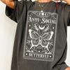 T-shirt Grande Taille Femme Motif Papillon Tarot Coton Respirant Mode et Polyvalent Unisexe Streetwear Surdimensionné