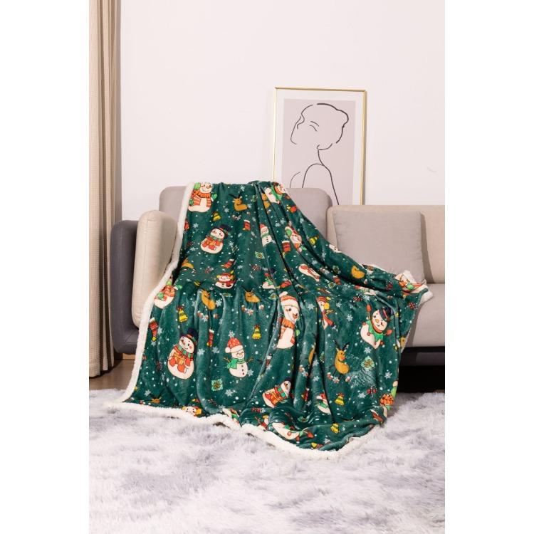 Flaneldecke Weihnachten Verdickt Digital Bedruckt Lammflanell Nickerchen Decke Decke für Winter Flauschig Dick Warm Weich Überwurf Sofa Dekoration