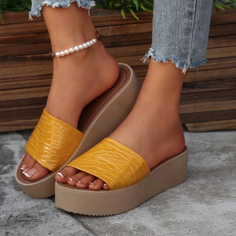 Round-toed Shoes One-line Pancakes Thick-soled Flip-flops