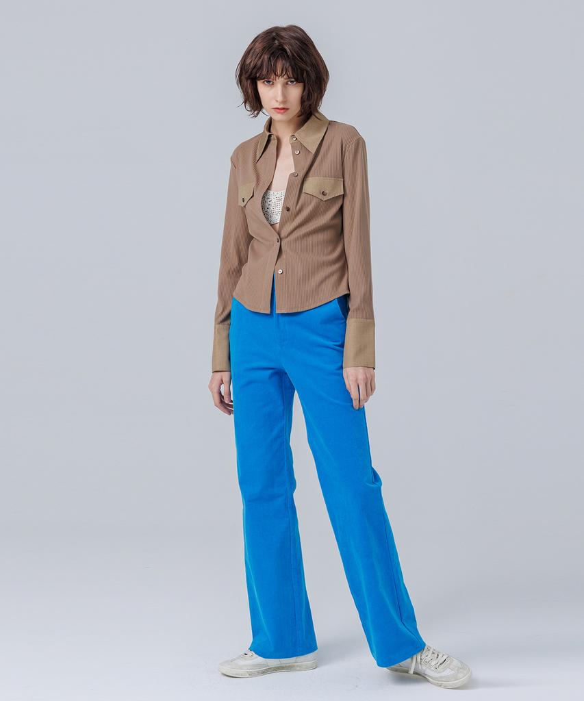 PAGE Corduroy Semi-Bootcut Pants_Blue