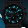 ABORNI Luxury Men's Skeleton Watch Business Multifunctional Quartz Watches Fashionable Hollow Stainless Steel Waterproof Luminous Male Wristwatch
