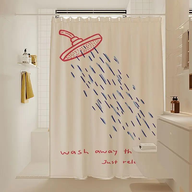 Waterproof Mold Resistant Floral Shower Curtain Blackout Bathroom Decor Liner with Flower Pattern