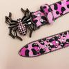 Spider Buckle Punk New Leopard Print Rhinestone Belt Belt Full Diamond European and American Belt Women's Decorative Rhinestone