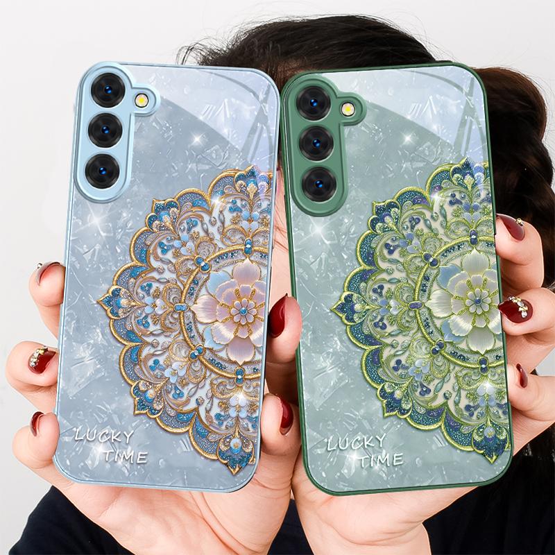 Pachnąca Złota Mandala Na Samsung S26 S22 S8 S9 S10 S20 Ultra S21 Pro S22 Plus S23 FE S24Ultra S25 Edge S24+ Szklane Etui Na Telefon