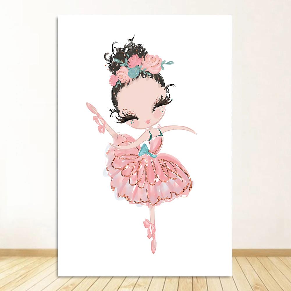 Little Princess Ballerina Canvas Poster Pink Swan Print Painting Nursery Wall Art Posters Ballet Girl Picture Baby Room Decor