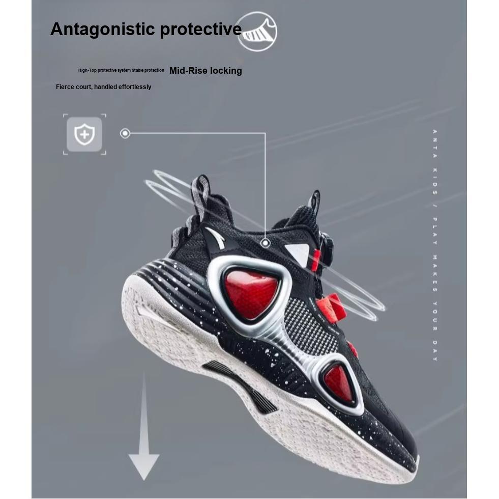 Anta Comfortable Versatile Shock Absorbing Low Top Kids Basketball Shoes Kids sneaker Red 312341120-8