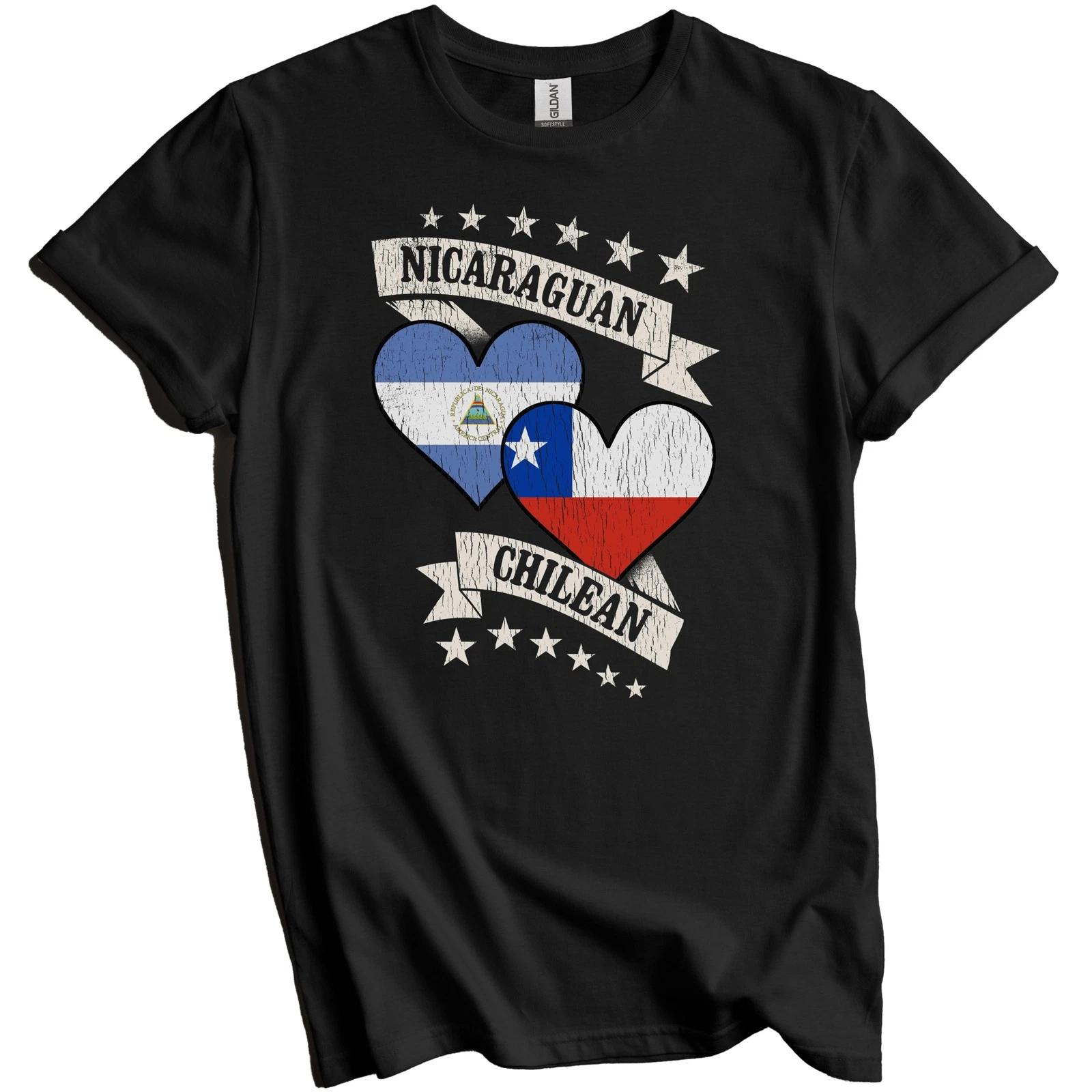 

Nicaraguan Chilean Heart Flags Nicaragua Chile T-Shirt L
