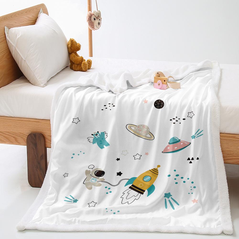 Cartoon Animal 2D Digital Printing Thickened Lamb Fleece Crystal Fleece Blanket
