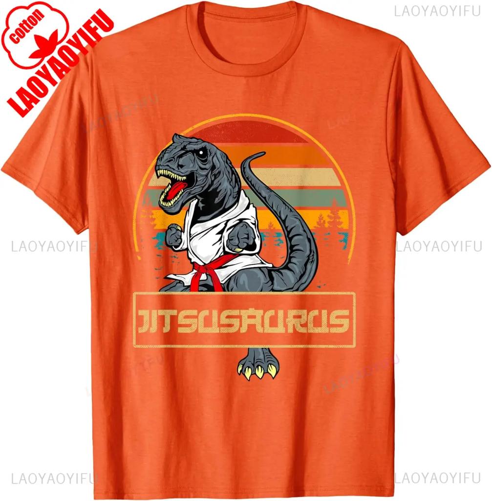 Jitsusaurus Funny Jiu Jitsu TRex BJJ MMA Martial Arts Gifts TShirt Unisex Clothing Graphic T Shirts Adult Short Sleeve Cotton Tee