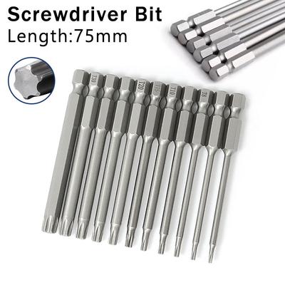 8/10 punte per cacciavite Torx con gambo esagonale da 75 mm, punte per cacciavite magnetiche Plum Torx T8 T10 T15 T20 T25 T27 T30 T40