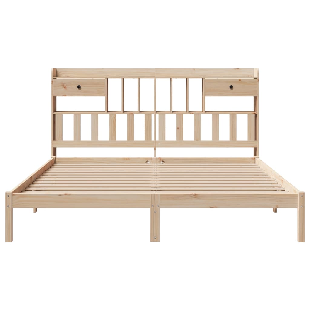 Solid Wood Bed with Shelf Without Mattress 180x200 cm Pine Wood