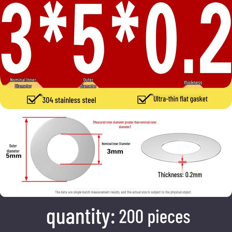 Plochá podložka z nerezové oceli 304 pro nastavení vůle hřídele (0,1/0,2/0,3 mm)