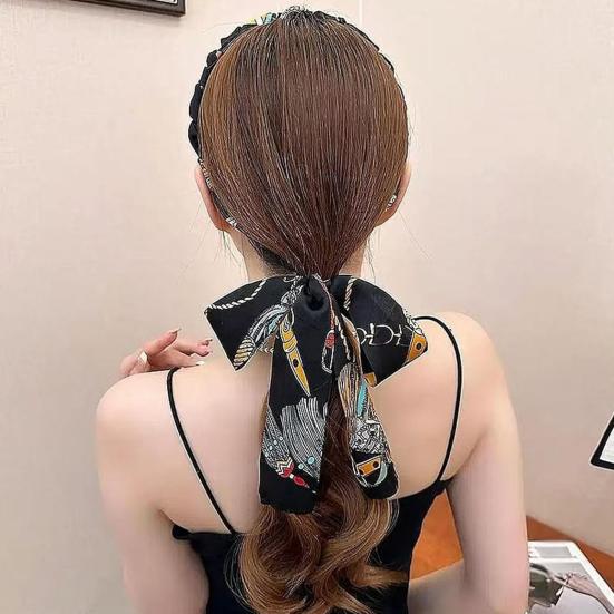 Women Headband Printing Ribbon Decor Anti-slip Teeth Hair Hoop Lightweight Easy to Wear