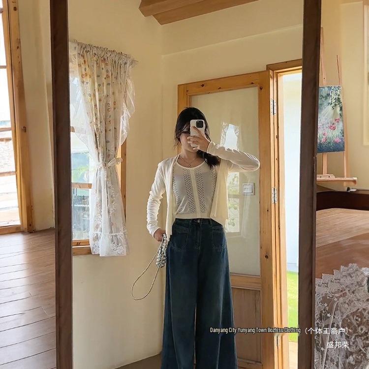 High-Waisted Wide-Leg Petite Plus Size Autumn Jeans for Women - Relaxed Lazy Style