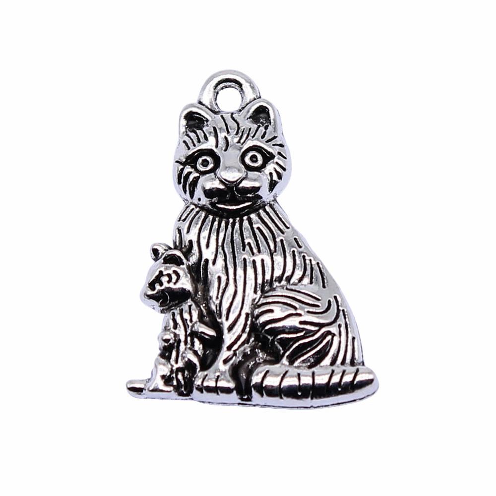 Charms Cat Pendants Heart Alloy Crafts For DIY Jewelry Making Accessories