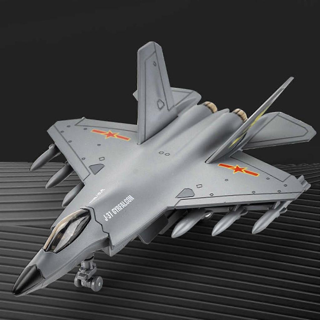 Pull Back Airplanes Toy Diecast Aircraft Metal Fighter Jet Bombers with Display Rack Kids Toy Collection Gift  Black