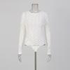 Sexy Lace-Trimmed Sheer Backless Bodysuit Women - Slim Fit Long Sleeve With Tie Detail 2026