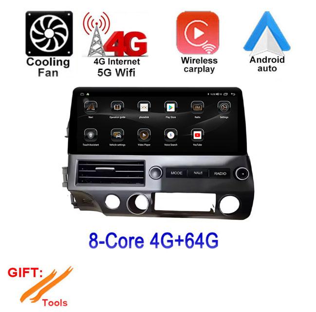 Android 14 For Honda Civic 2008-2011 12.3 Inch Car Player Multimedia Radio Stereo Auto GPS DSP Navigation Video