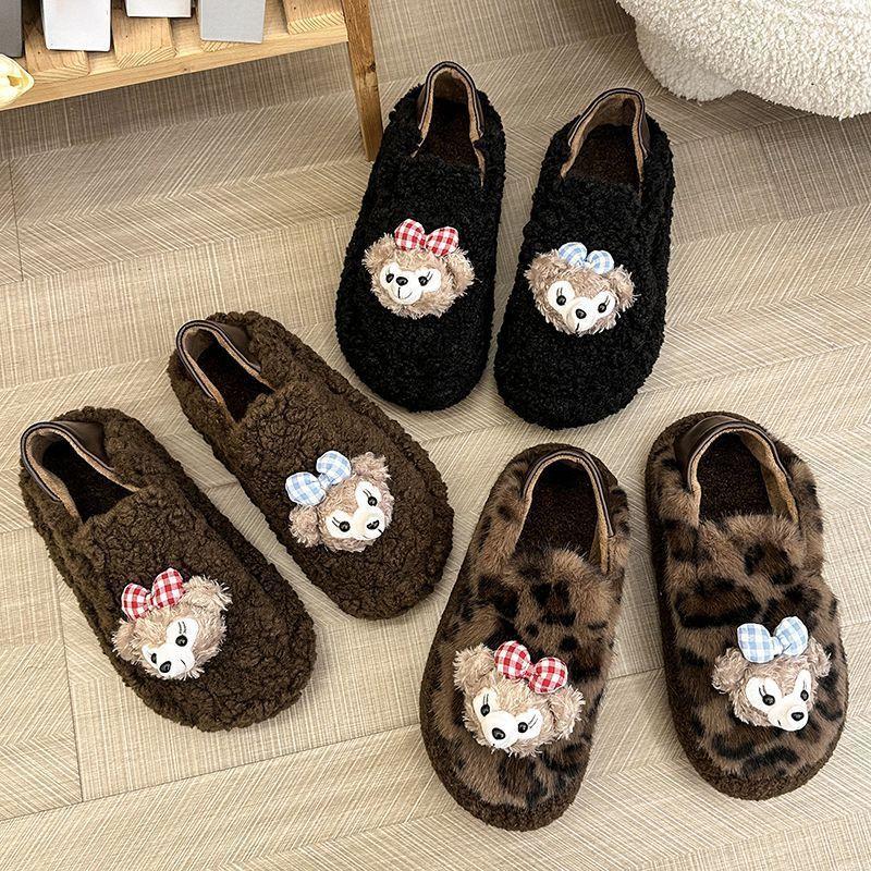Popular plush thick-soled cotton shoes, new in autumn and winter 2025, one-pedal high-value versatile non-slip bag heels for women