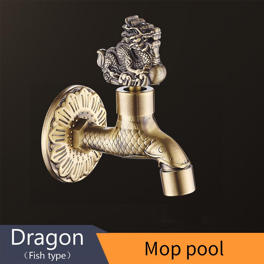 Bidcock Faucet Antique Bronze Dragon Carved Tap Bathroom Mop Faucet Washing Machine Faucet Outdoor Faucet For Garden 811573