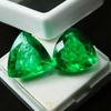 Natural Green Emerald Loose Gemstone 16.56 Ct   Trillion Shape Pair