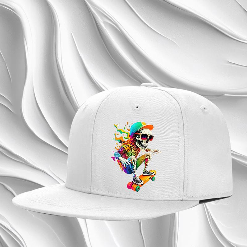 

Яркая скейтбордистская скелетная кепка-snapback, бейсболка, полиэстер, регулируемая, уличный стиль, повседневная шляпа для взрослых One Size