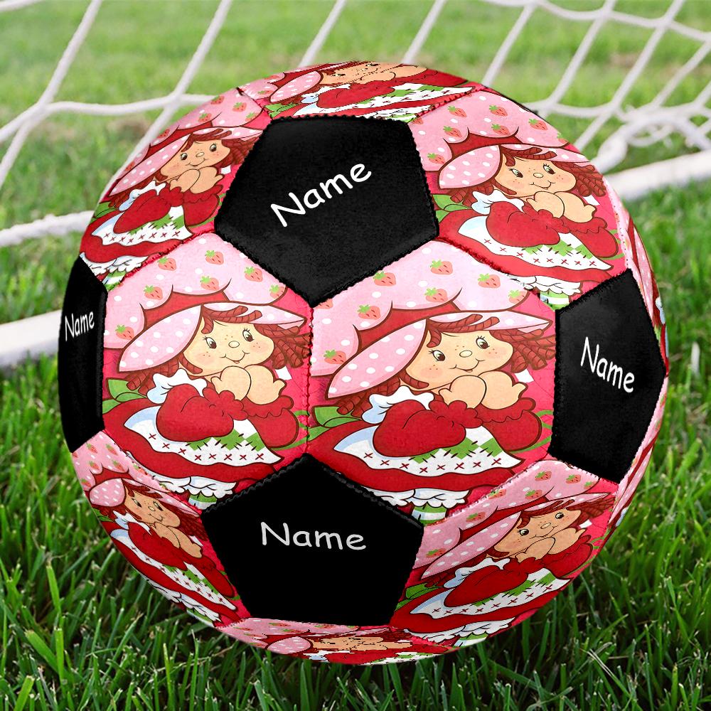 Custom Name Strawberry Shortcake Theme Size 5 Soccer Ball, Suitable for Both Indoor and Outdoor Matches, a Gift Suitable for Everyone.
