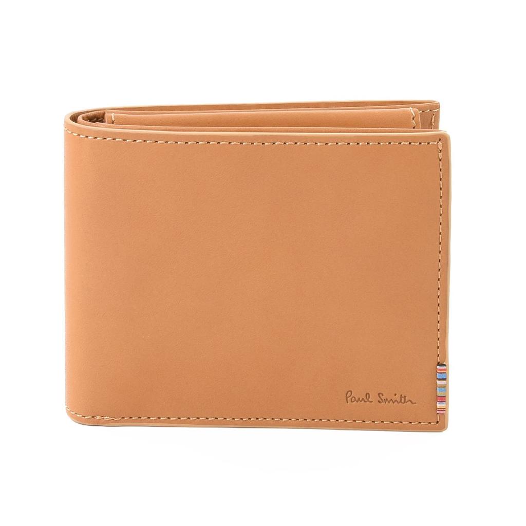 Paul Smith Personalized Bifold Wallet with Coin Signature Stripe Genuine 883906 Purse, Tab, Leather, Compact, P534/BPS534 (No Personalization, Camel)