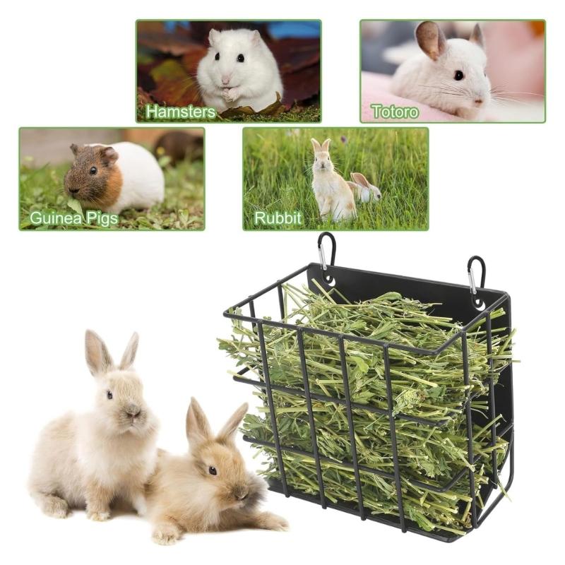 Metal Guinea Pigs Hays Rack Durable Anti Tip Structure Space Saving Cage Feeder For Small Pet