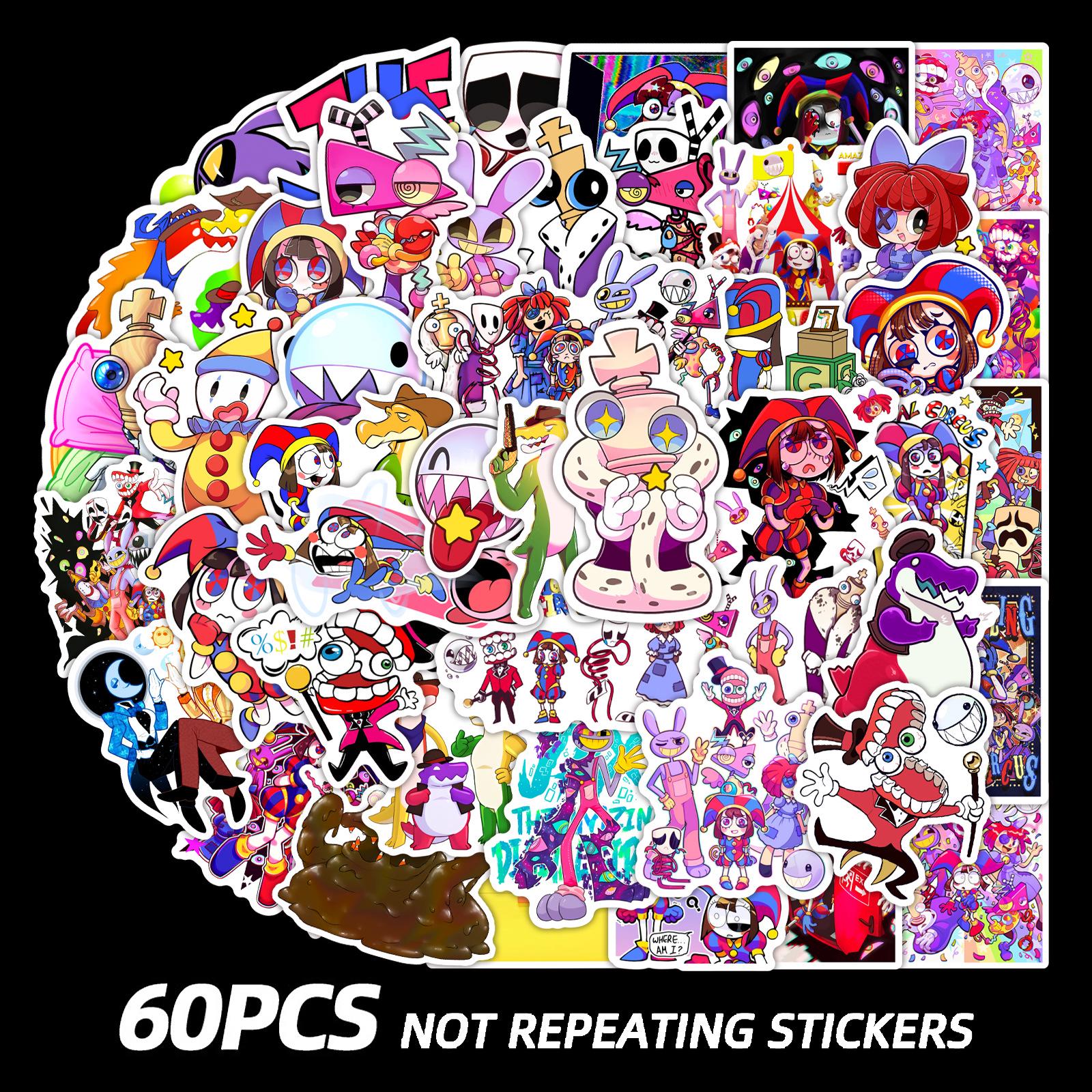 60 Magic Number Circus 2 Graffiti Waterproof PVC Stickers for Suitcase, Guitar, Computer 60 unique sheets