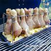 Stainless Steel Portable BBQ Chicken Leg Roasting Rack with Base