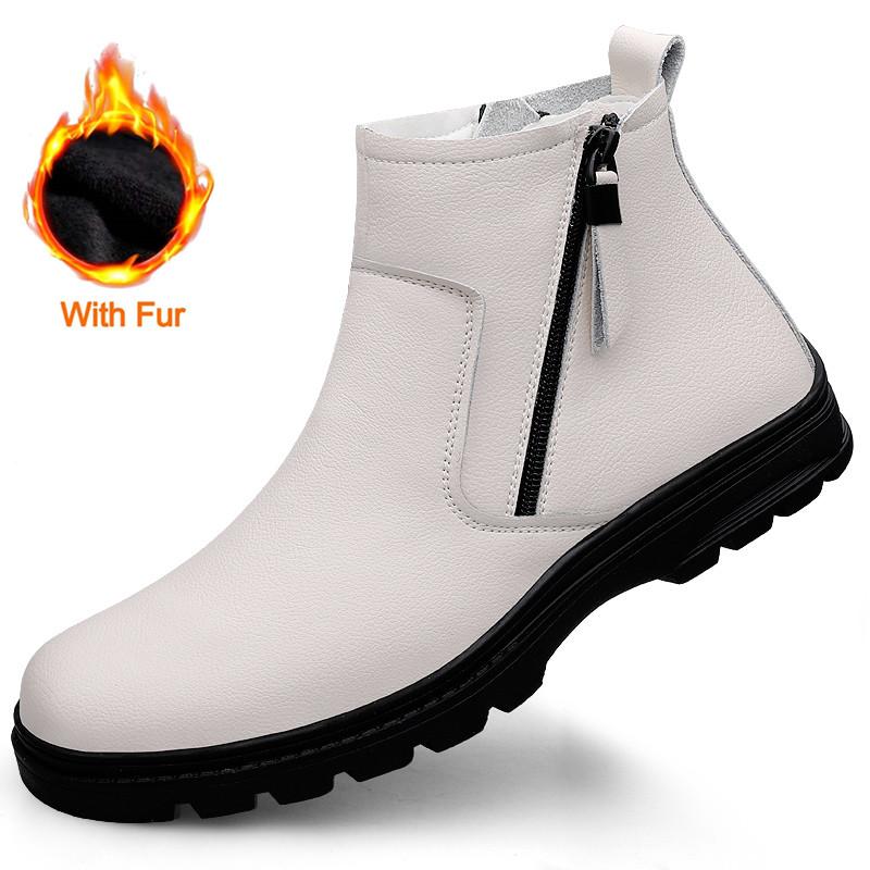 Fashion Luxury Brand Mens Casual Shoes Winter Warm Boots Business Formal Chelsea Boots High Quality Genuine Leather Snow Men Ankle Boots
