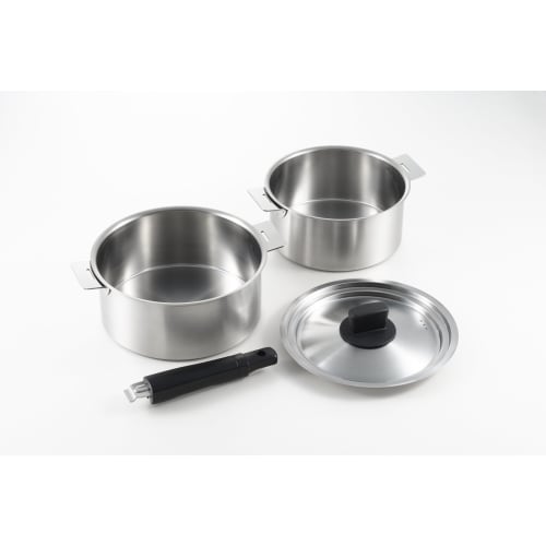 

Maruyama Giken SOUEN Detachable Handle Pot Set (2-Piece) (18cm & 20cm) 2.1L & 2.8L, Includes One Dedicated Handle and One Dual-Use Lid, SE-27, Inducti