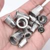 VKKM 90Pcs M3 M4 M5 M6 M8 Rivnut Flat Head Threaded Nut Vertical Stripe Rivets Insert Nutsert Cap Rivet Nuts