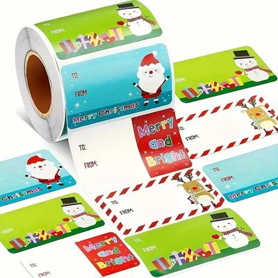 250 Stück Frohe Weihnachten Aufkleber Etiketten - Festliche Papieranhänger - Für Party Umschläge Schreibwarenkarten Etikett Geschenksiegelaufkleber