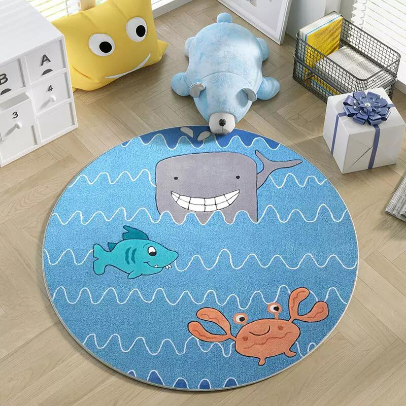 Round Cartoon Plush Carpets Cute Children's Room Decoration Rug Large Area Living Room Rugs Bedroom Bedside Carpet Washable Mats