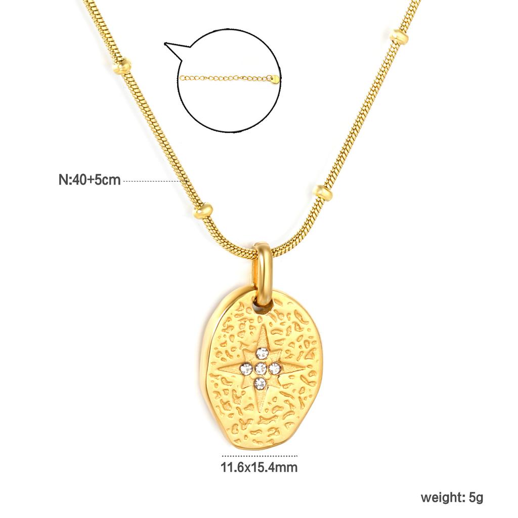 Vintage Oval Sun Pendant Necklace Fashionable Versatile Choker Chain