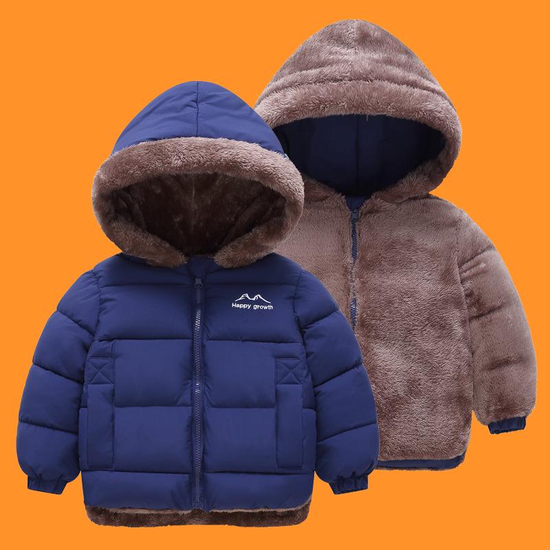 878 Kids' Double-Sided Fleece-Lined Cotton Winter Jacket - New Style for Boys and Girls