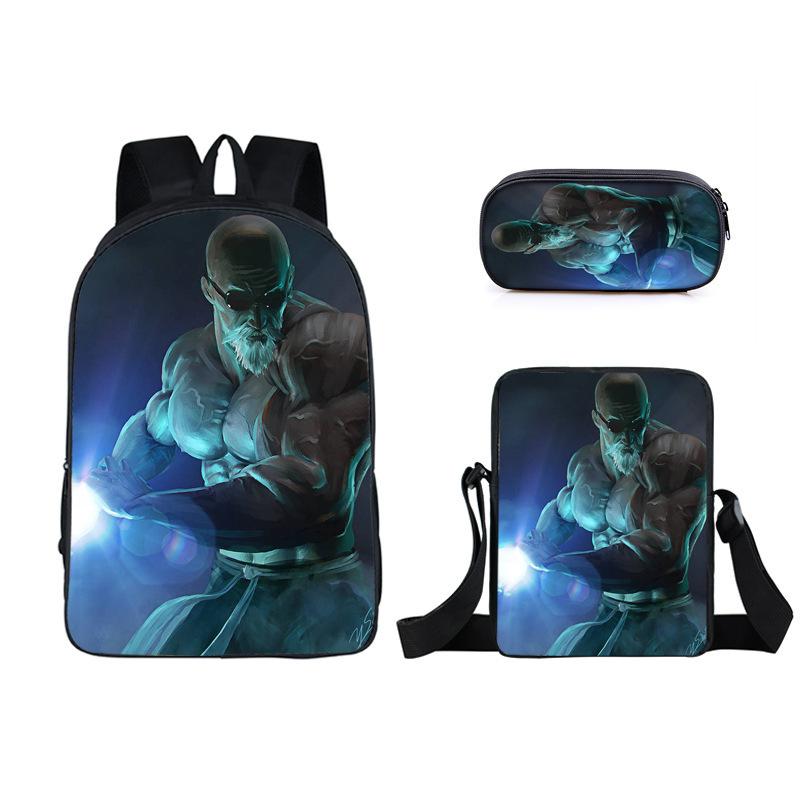 Animation seven dragon ball backpack, primary and secondary school schoolbag, satchel, shoulder bag, pencil case three-piece set